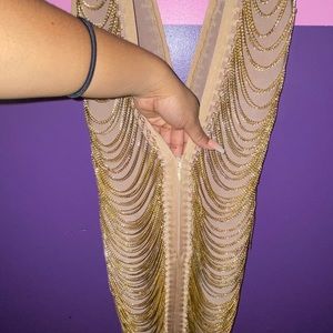 Size large midi bodycon dress with gold chain link